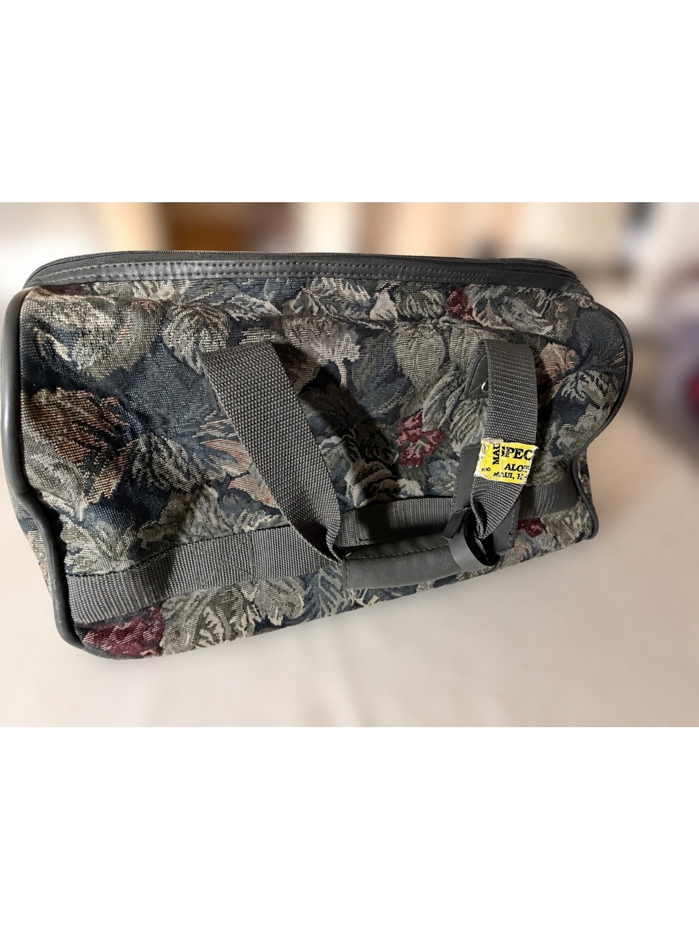 Vintage Jaguar Floral Tapestry Weekender Travel Bag Carry On Overnight Luggage